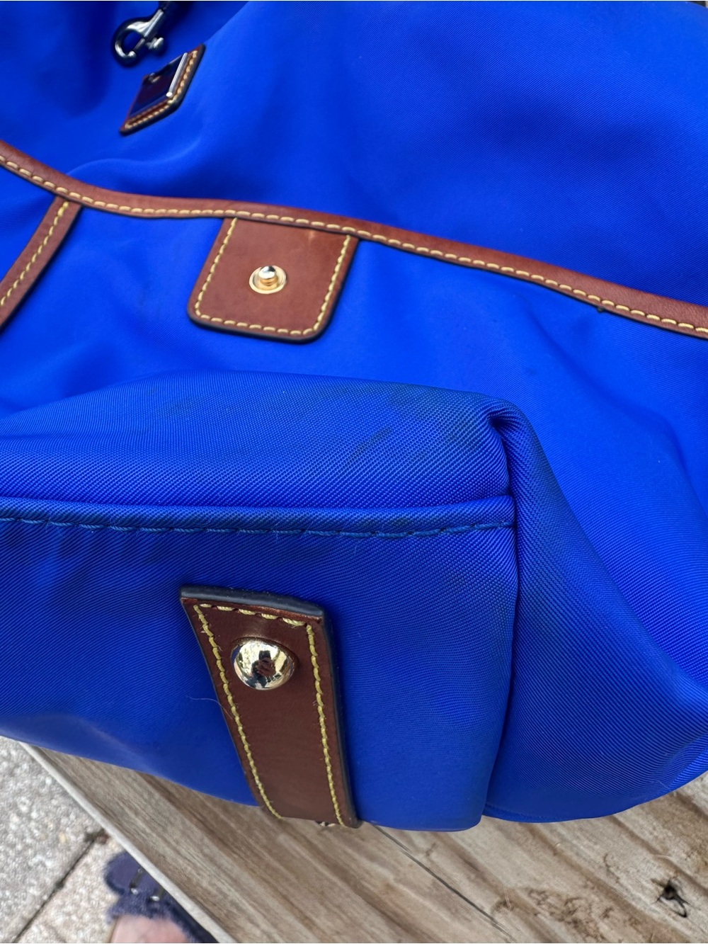 Dooney & Bourke Royal Blue Nylon Shoulder Bag with Brown Trim - Picture 5 of 5